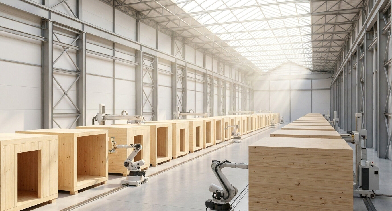 Industrialized timber construction line