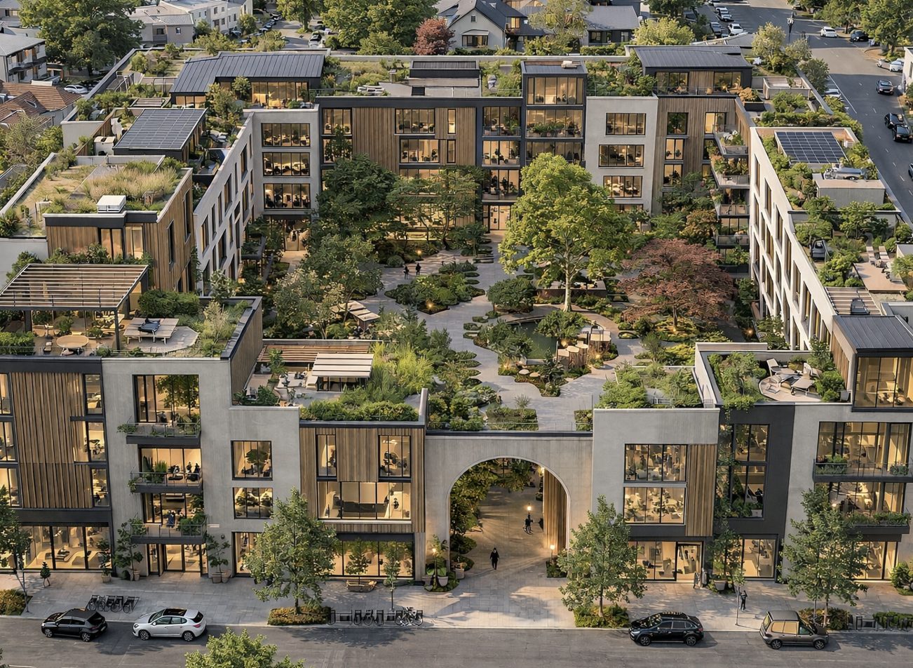 First block aerial render